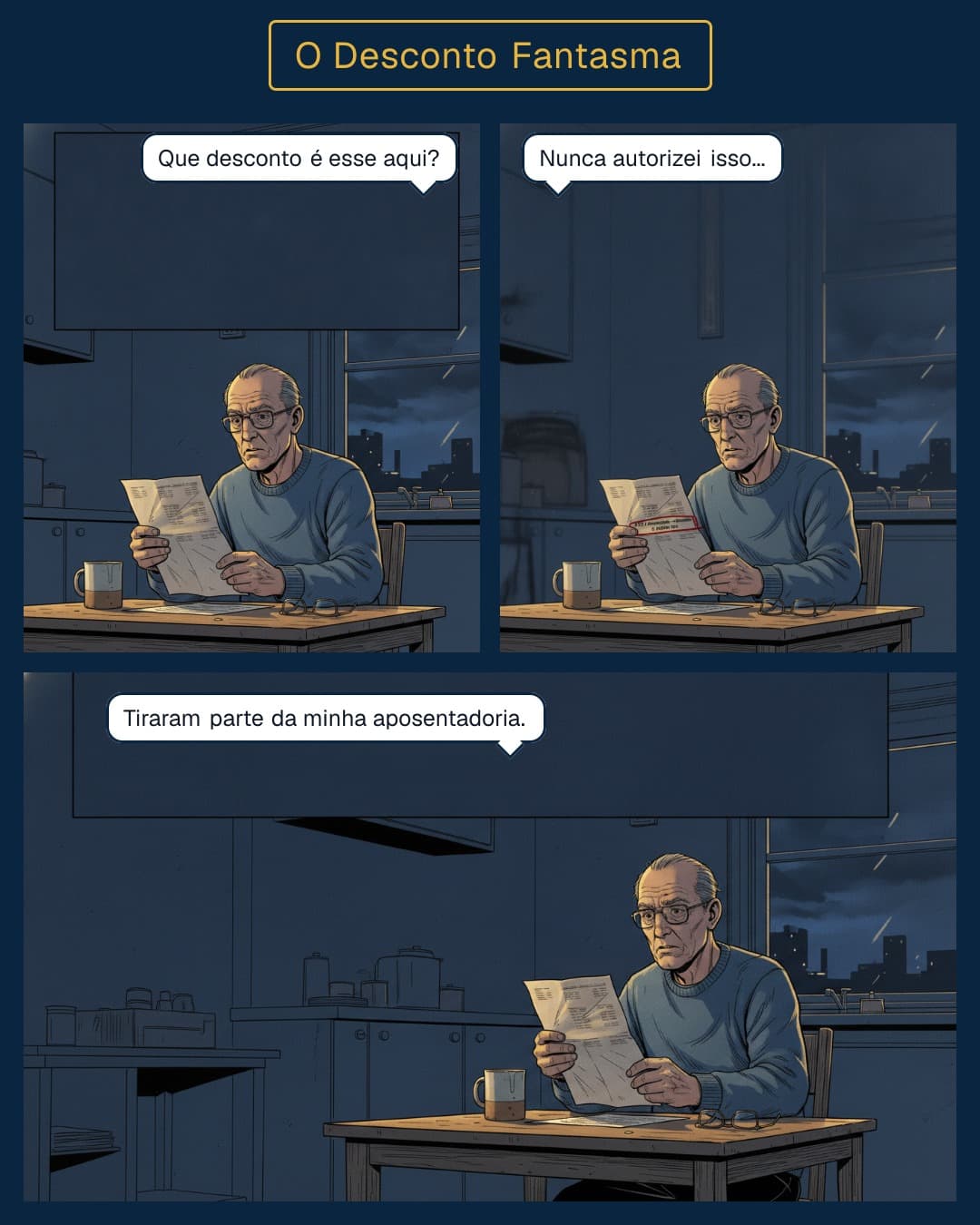 Quadrinho — O Desconto Fantasma