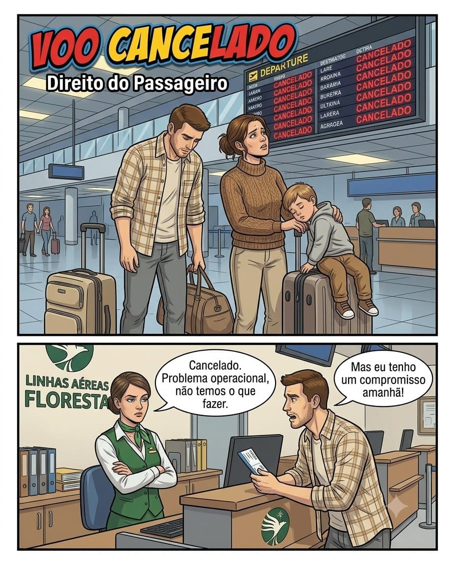 Quadrinho — O Voo que Não Decolou